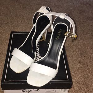 White open toe heels